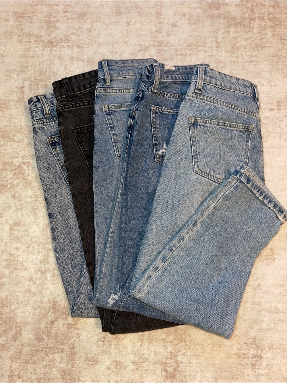 Set of 5 Various Women’s Jeans - Blue Black Straight Wide Leg Boyfried Flare